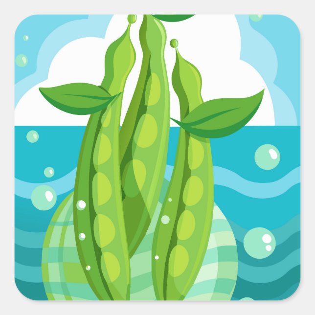 Organic Green Beans Vegetables Square Sticker (Front)