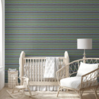 Organic Green Blue Horizontal Boho Stripes