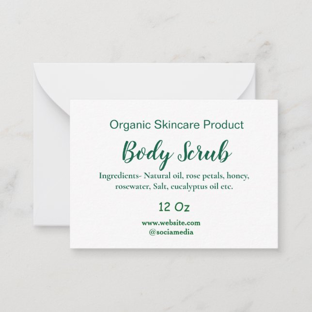 Organic green nature body scrub butter add name in card (Front)