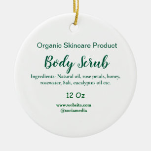 Organic green nature body scrub butter add name in ceramic ornament