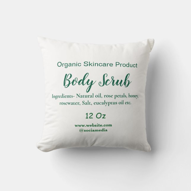 Organic green nature body scrub butter add name in cushion (Front)