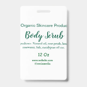Organic green nature body scrub butter add name in ID badge