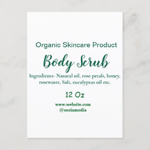 Organic green nature body scrub butter add name in postcard