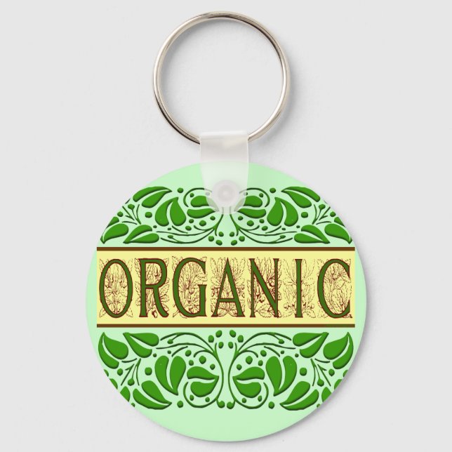 Organic Green Slogan Keychain (Front)