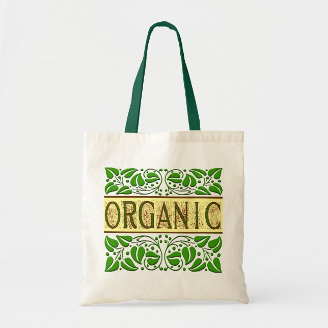 Organic Green Slogan Tote Bag (Front)