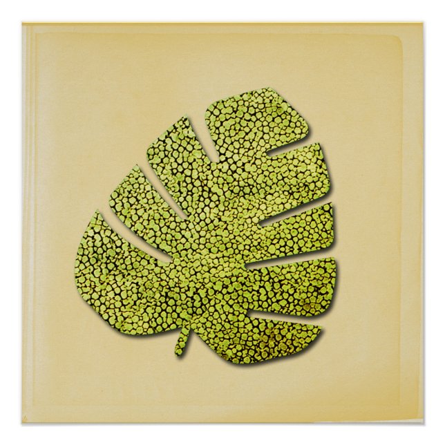 Organic Green Tropical Leaf Poster (Front)