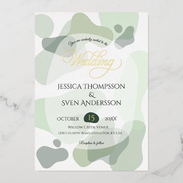 Organic Greenery Geometric Abstract Wedding (Front)