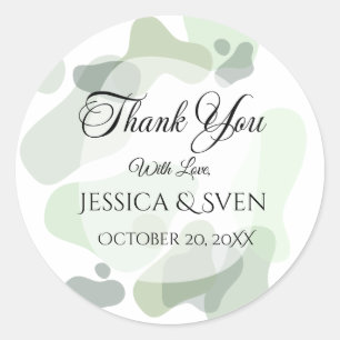 Organic Greenery Geometric Abstract Wedding Classic Round Sticker
