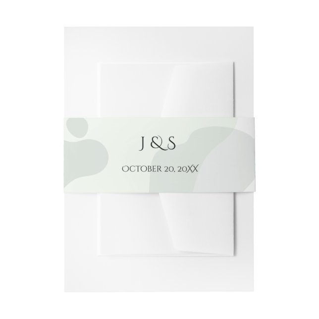 Organic Greenery Geometric Abstract Wedding Invitation Belly Band (Front Example)