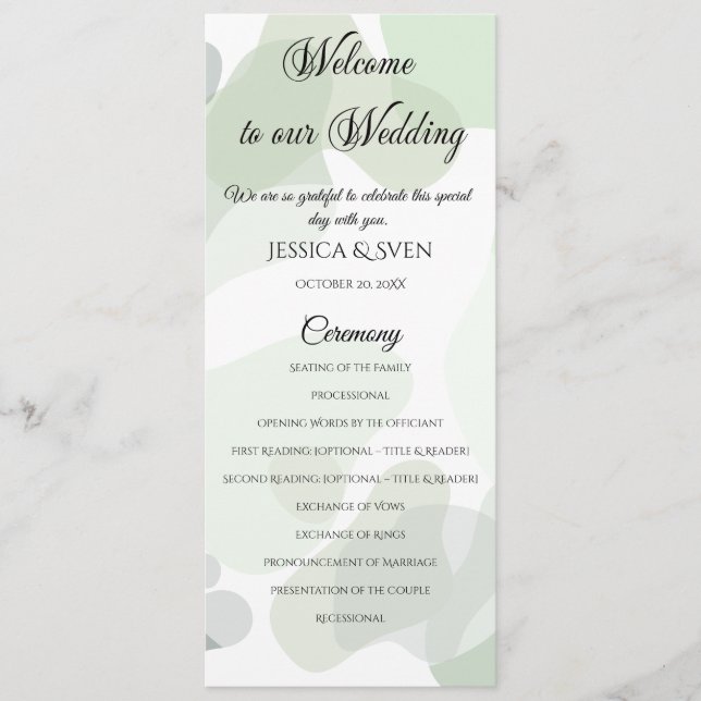 Organic Greenery Geometric Abstract Wedding Program (Front)