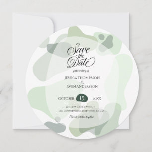 Organic Greenery Geometric Abstract Wedding Save The Date