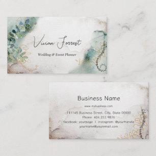 Organic Greenery Modern Gold and Green  Business Card