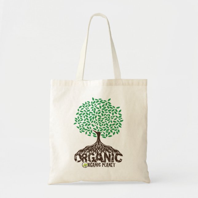 Organic Grown Tree Reusable Canvas Bag (Front)