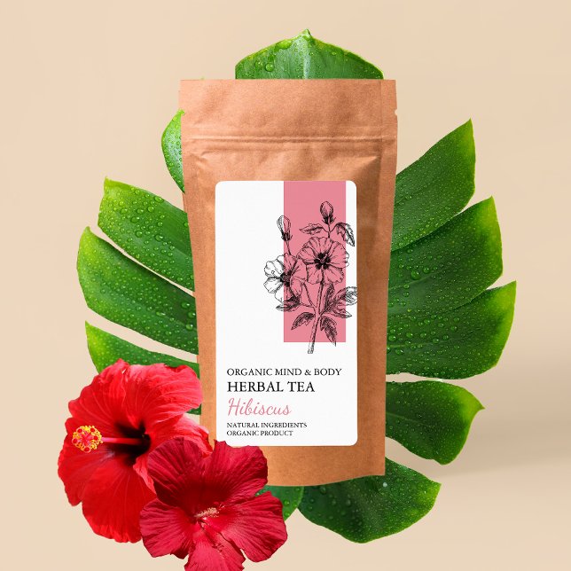 Organic Hibiscus Herbal Tea Business Label (Creator Uploaded)