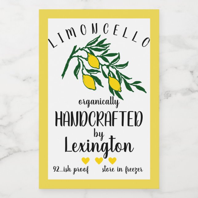 Organic Homemade Limoncello Small Bottle Label | (Single Label)