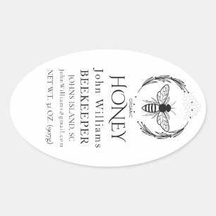 Organic honey bee queen  oval sticker