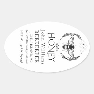 Organic honey bee queen  oval sticker