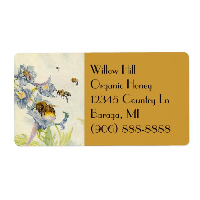 Organic Honey Bees Morning Glory Flowers Labels (Front)