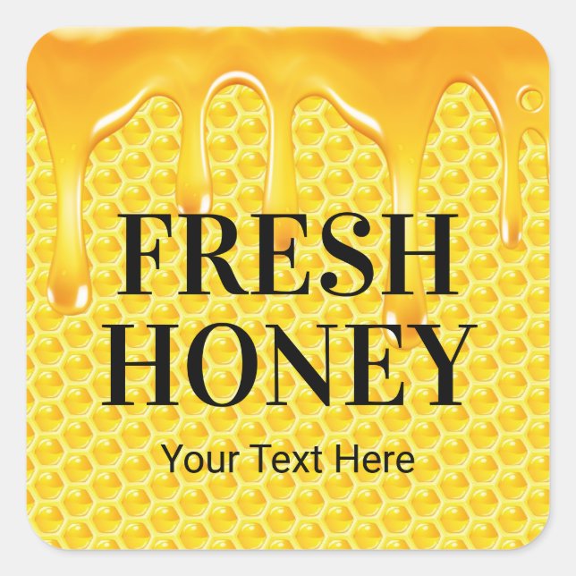 Organic Honey Honeycomb Apiary Beekeeper Square Sticker (Front)