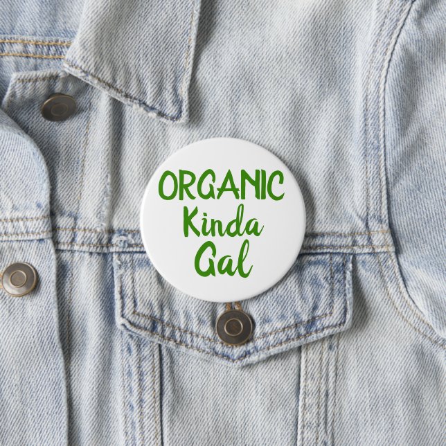 Organic Kinda Gal Green White Round Button Pins (In Situ)