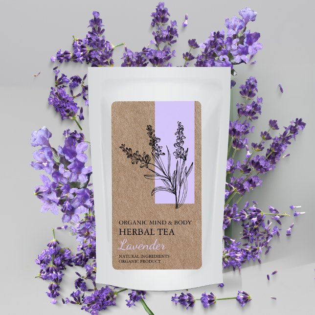 Organic Lavender Herbal Tea Kraft Business Label (Creator Uploaded)