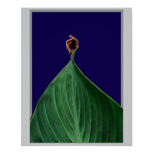 Organic Leaf Composition with Poetic Green Depth Poster (Front)