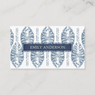 ORGANIC LEAF PATTERN INDIGO BLUE TIE DYE BATIK BUSINESS CARD