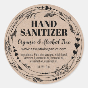 Organic Leaves Homemade Hand Sanitizer Labels