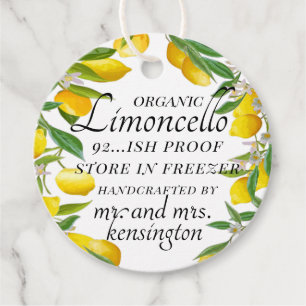 Organic Limoncello Wedding Guest Bottle Favour Tags