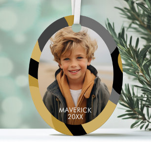 Organic Line Abstract Art - 1 Photo Gold Black Metal Tree Decoration