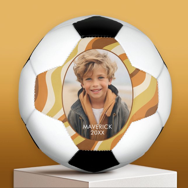 Organic Line Abstract Art - 1 Photo - Honey Colour Soccer Ball (Custom Soccer Ball)