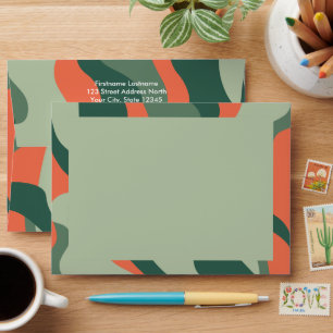 Organic Line Abstract Art - 1 Photo Jade Coral Envelope