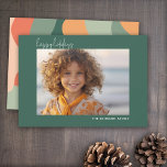 Organic Line Abstract Art - 1 Photo Jade Coral Holiday Card<br><div class="desc">An organic abstract line art with green and coral colours. The modern design highlights your favourite photo for the Christmas season. The front also includes a calligraphy font for the greeting and a simple abstract art pattern on the back. If you need to move anything around, click on the customise...</div>