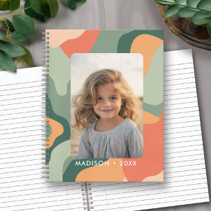 Organic Line Abstract Art - 1 Photo Jade Tangerine Notebook