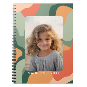 Organic Line Abstract Art - 1 Photo Jade Tangerine Notebook