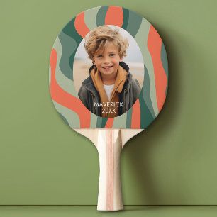 Organic Line Abstract Art - 1 Photo Jade Tangerine Ping Pong Paddle