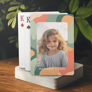 Organic Line Abstract Art - 1 Photo Jade Tangerine Playing Cards