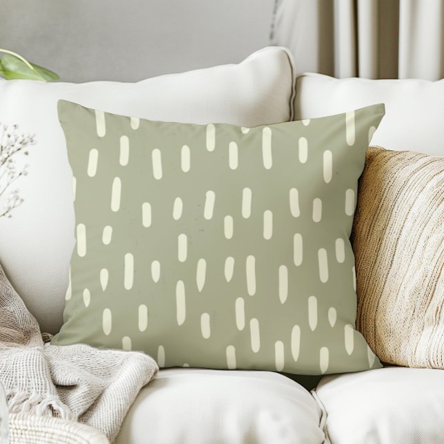 Organic Lines on Sage Green Minimalist Neutral Cushion (organic hand drawn lines pillow modern simple)
