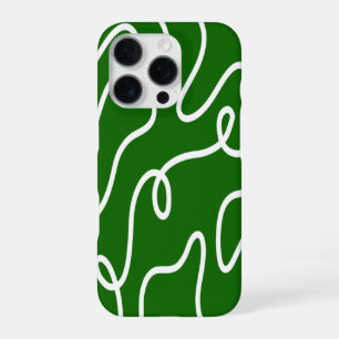 Organic Liquid Line Art Forest Green Wavy Abstract iPhone 16 Pro Case