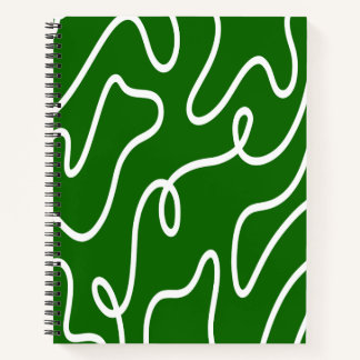 Organic Liquid Line Art Forest Green Wavy Abstract Notebook