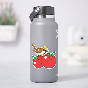 Organic Lover Sparrow Eating Red Tomato
