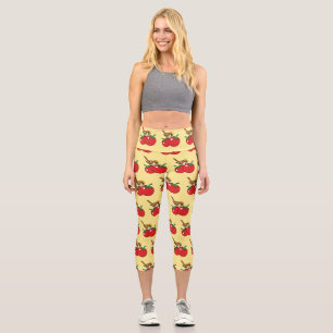 Organic Lover Sparrow Eating Red Tomato Capri Leggings