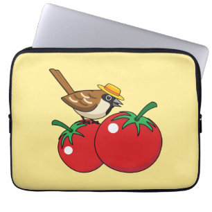 Organic Lover Sparrow Eating Red Tomato Laptop Sleeve