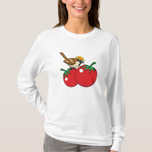 Organic Lover Sparrow Eating Red Tomato T-Shirt