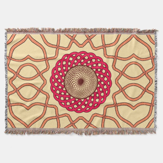 Organic Mandala Spiral Design Throw Blanket (Front)