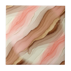 Organic Marble Texture with Burnt Earth and Gold Ceramic Tile
