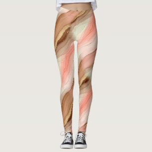 Organic Marble Texture with Burnt Earth and Gold Leggings