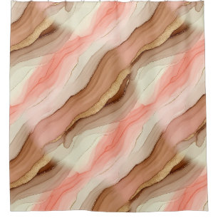 Organic Marble Texture with Burnt Earth and Gold Shower Curtain