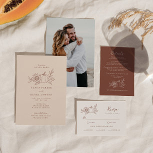 Organic Minimalist Fall Pumpkin Wedding Invitation