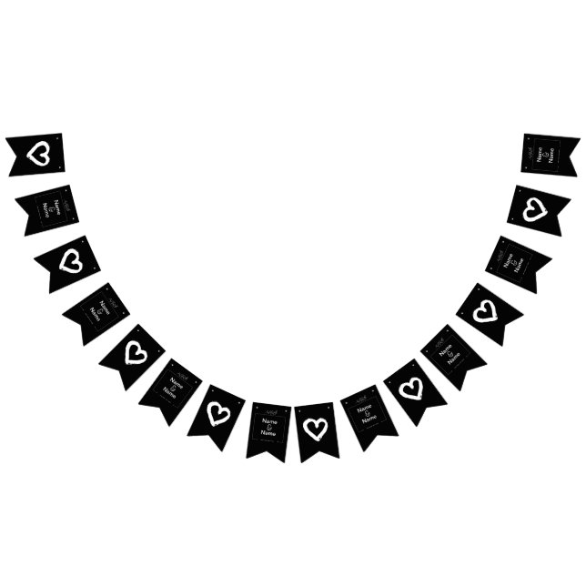 Organic minimalist natural wedding Black EDITABLE Bunting (All)